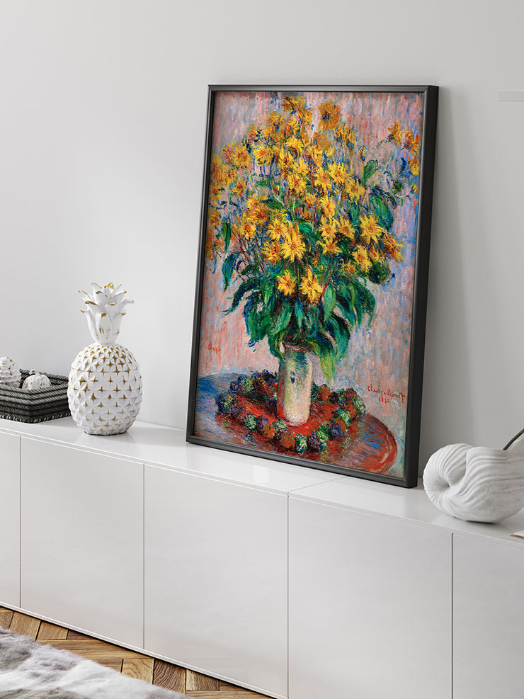 Monet Jerusalem Artichoke Flowers - Art Print  Poster