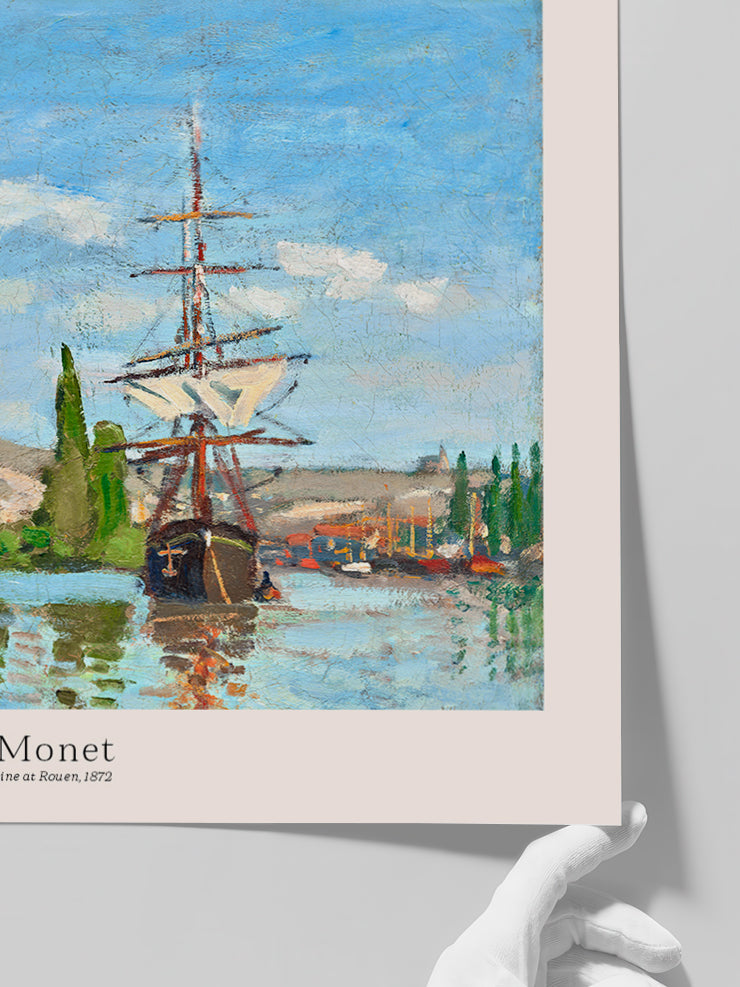 Monet Rouen'de Seine Nehri'nde Seyreden Gemiler - Art Print
