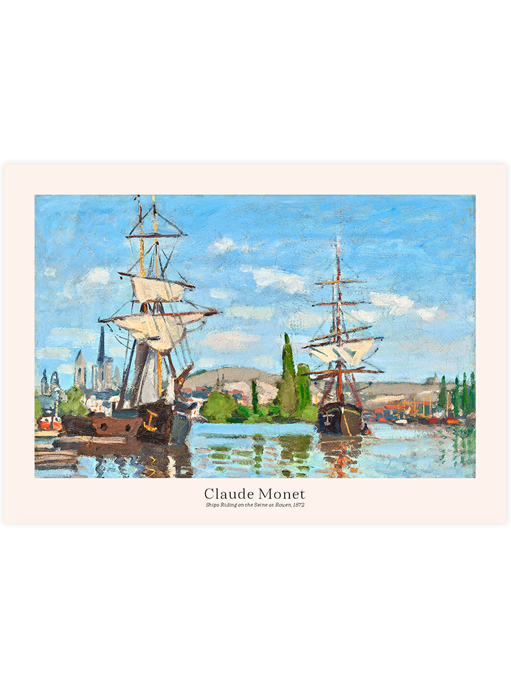 Monet Rouen'de Seine Nehri'nde Seyreden Gemiler - Art Print Ürün ana görseli