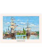 Monet Rouen'de Seine Nehri'nde Seyreden Gemiler - Art Print