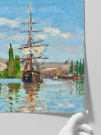 Monet Ships Riding on the Seine at Rouen - Art Print