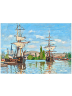 Monet Ships Riding on the Seine at Rouen - Art Print