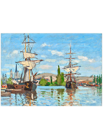 Monet Ships Riding on the Seine at Rouen - Art Print