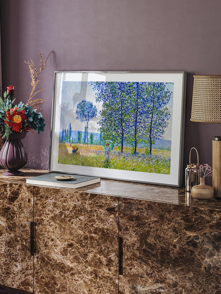 Monet Sunlight Effect Under The Poplars - Art Print Ürün ikincil görseli