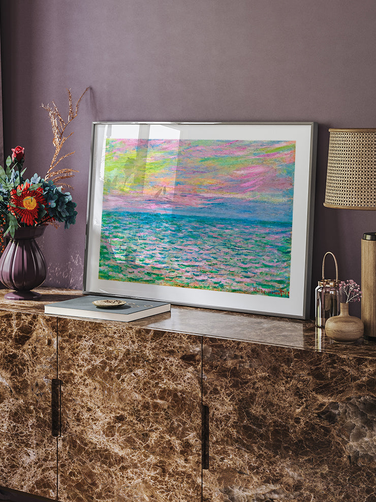Monet Sunset at Pourville, Open Sea - Art Print