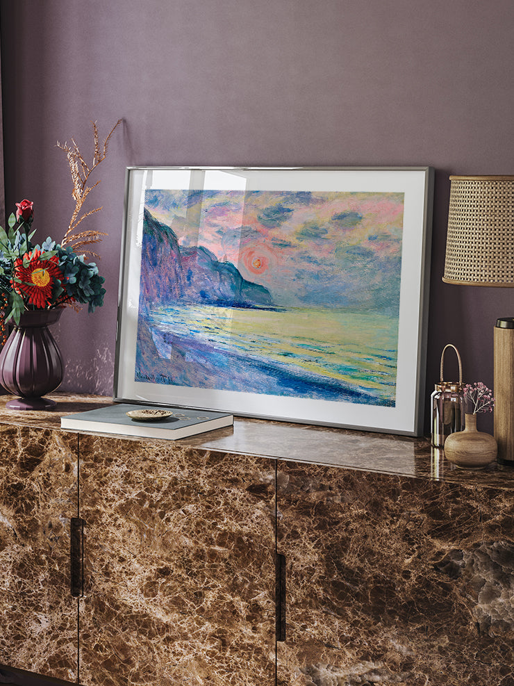 Monet Sunset, Foggy Weather, Pourville - Art Print  Poster