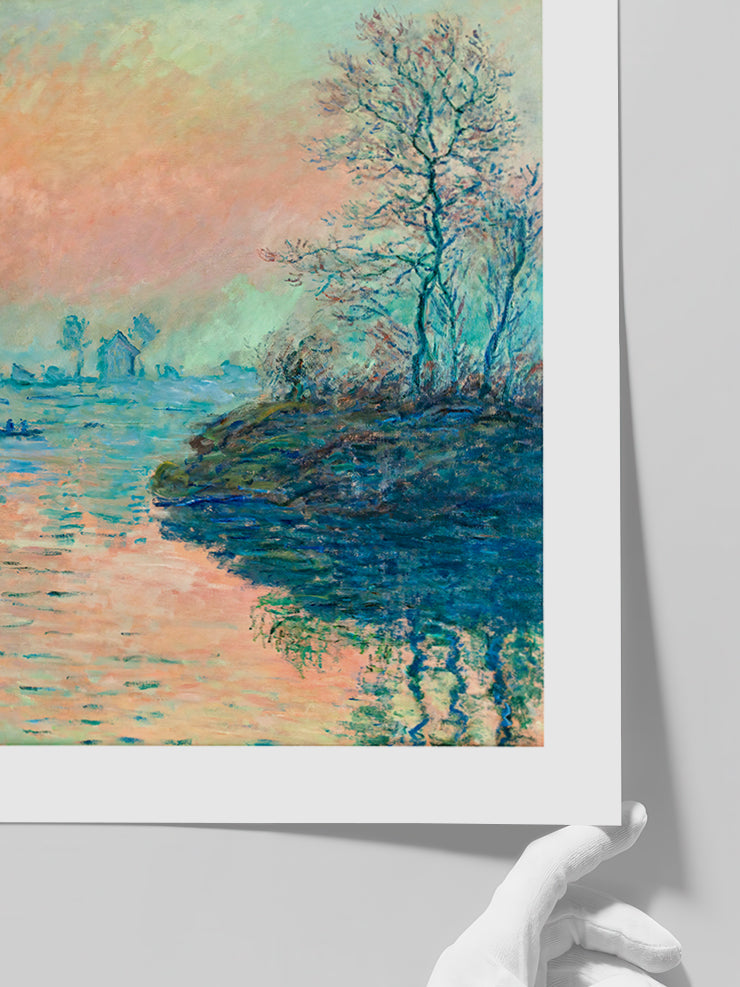 Monet Sunset on the Seine at Lavacourt, Winter Effect - Art Print