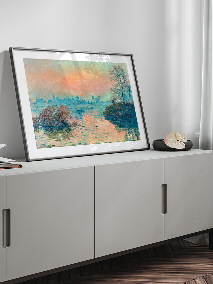 Monet Sunset on the Seine at Lavacourt, Winter Effect - Art Print
