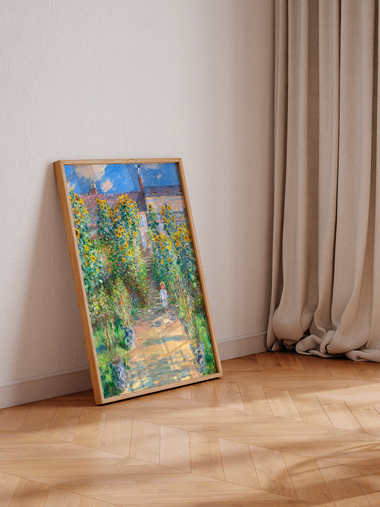 Monet The Artist's Garden at Vétheuil - Art Print Ürün ikincil görseli