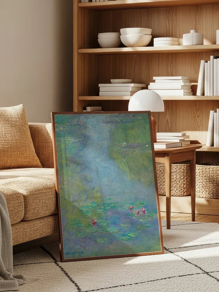 Su üstünde hafif yansımalı Monet kompozisyonu.