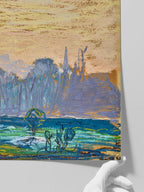 Monet Winter Landscape with Evening Sky - Art Print