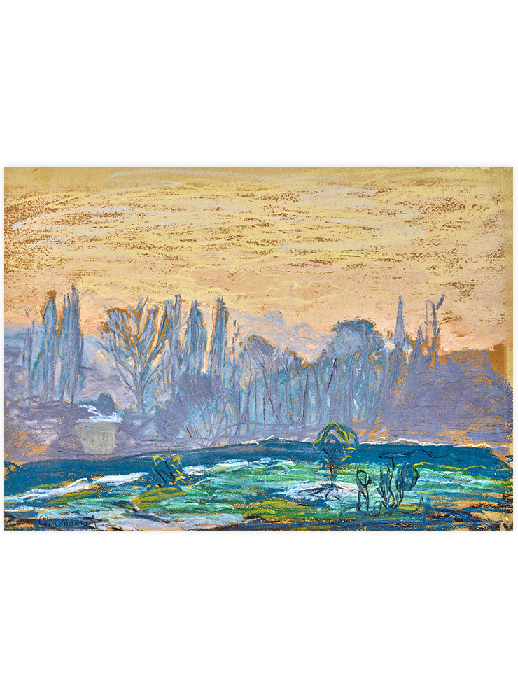 Monet Winter Landscape with Evening Sky - Art Print Ürün ana görseli