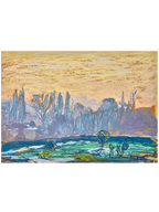 Monet Winter Landscape with Evening Sky - Art Print