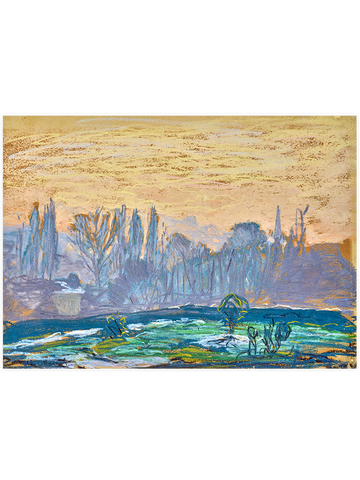 Monet Winter Landscape with Evening Sky - Art Print
