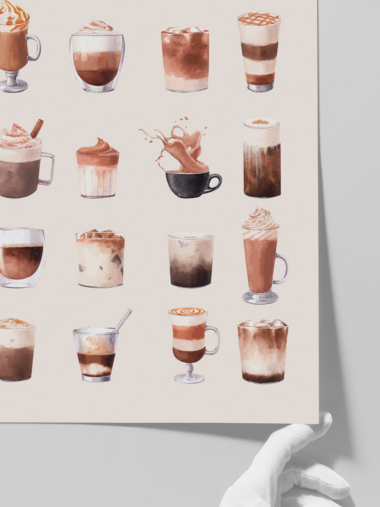 Types Of Coffee - Art Print  Poster