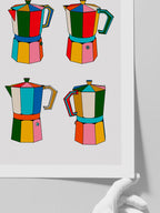 Renkli Moka Potları - Art Print