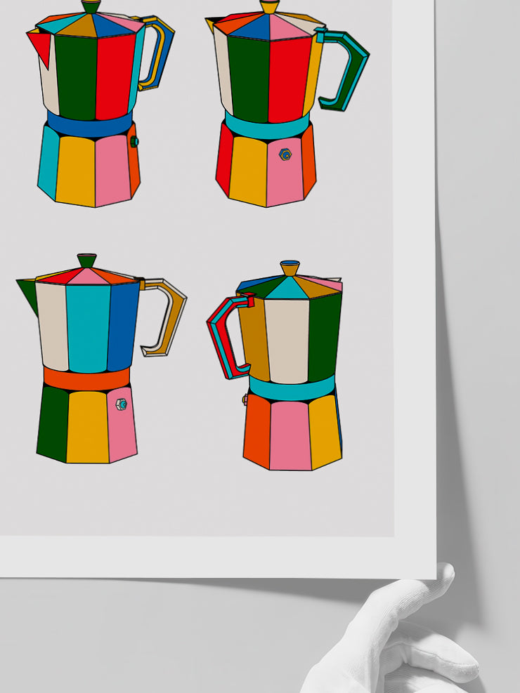 Renkli Moka Potları - Art Print  Poster
