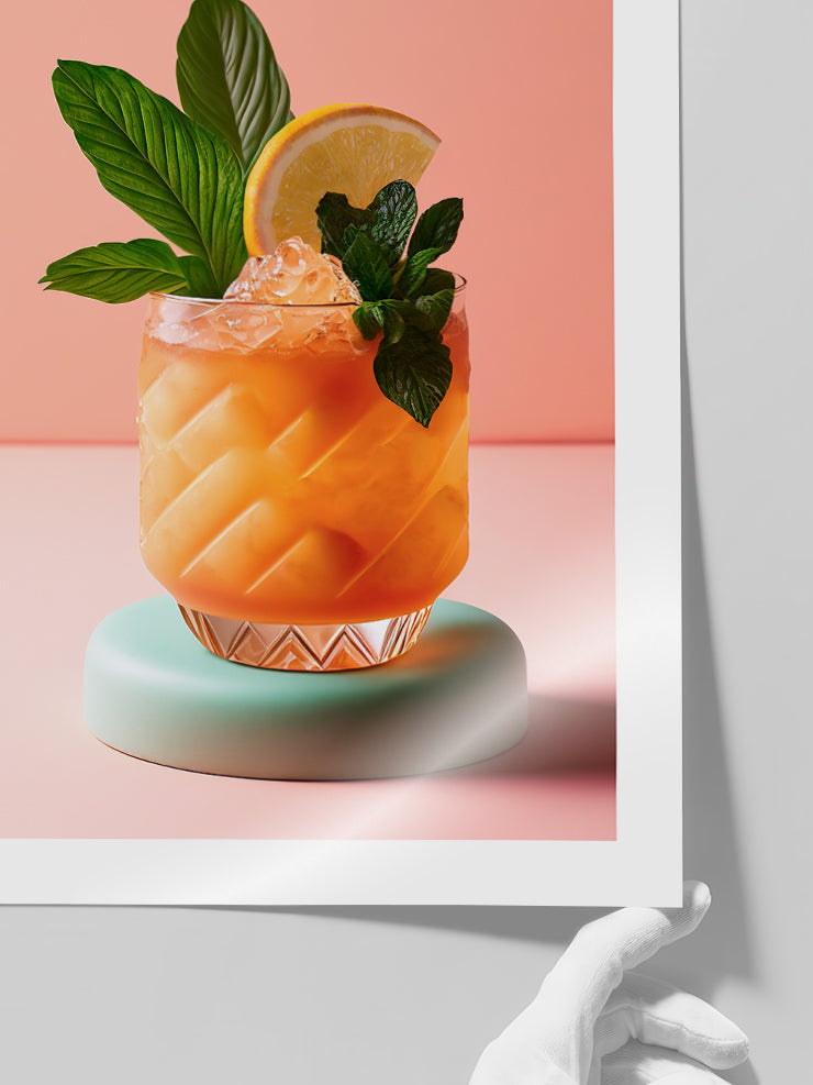 Lemon Mint Cocktail - Art Print  Poster