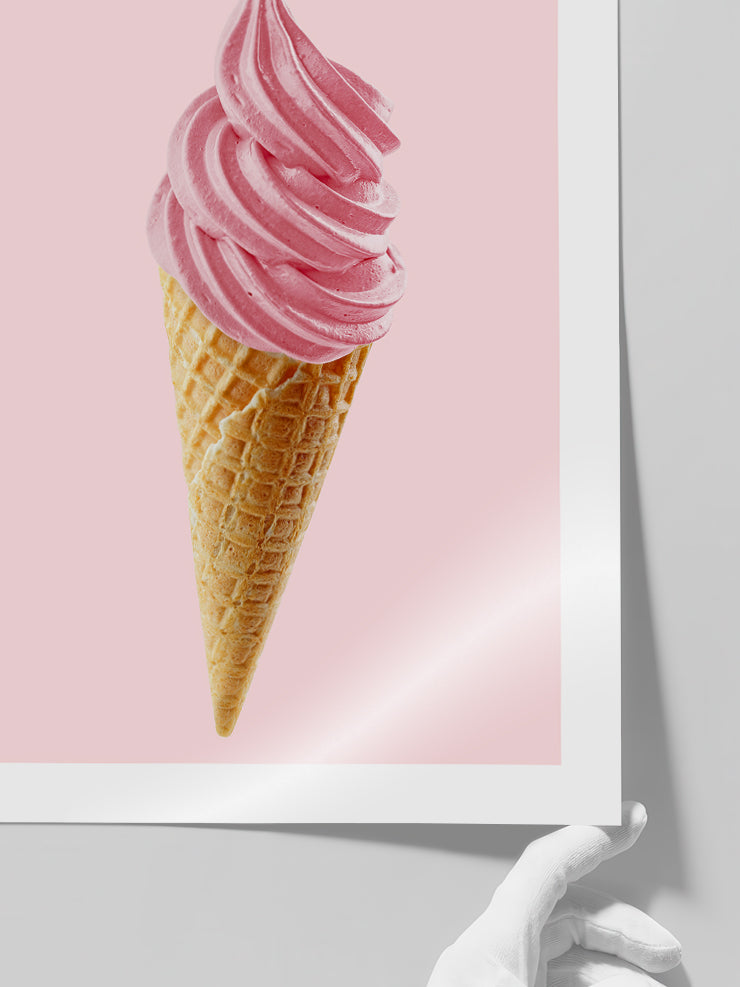 Çilekli Dondurma - Art Print  Poster