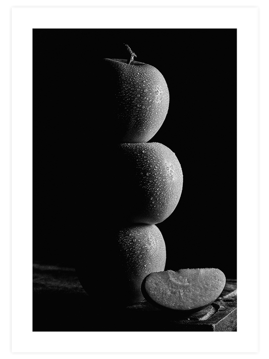 Apples B&W Poster - Giclée Baskı