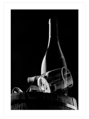 Bottle Of Wine On A Barrel Poster - Giclée Baskı