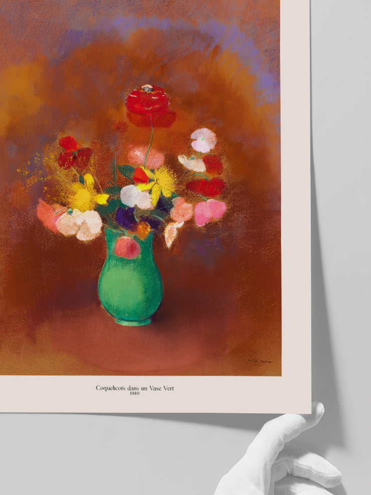Odilon Redon Coquelicots dans un Vase Vert - Art Print  Poster