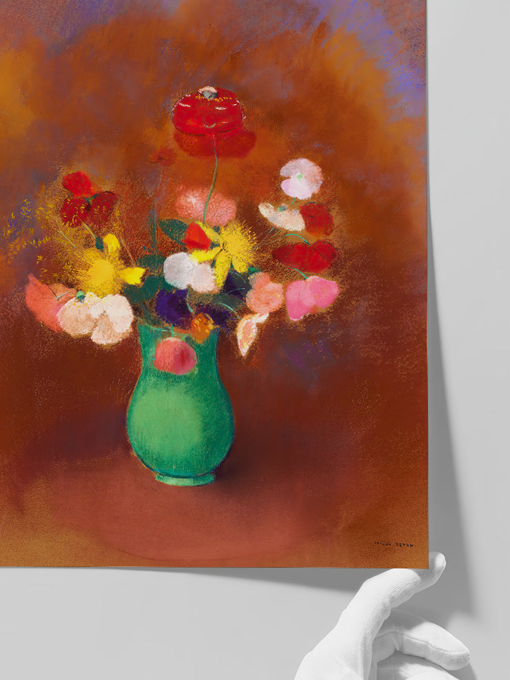 Odilon Redon Yeşil Vazodaki Gelincikler - Art Print  Poster