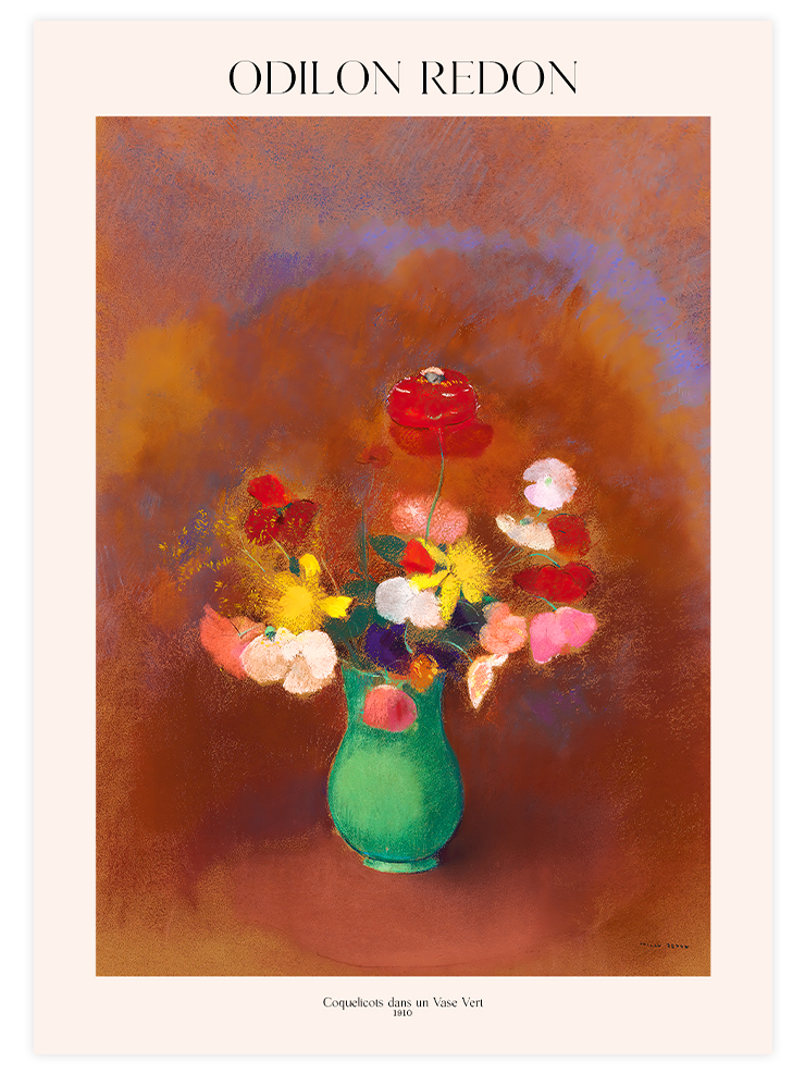 Odilon Redon Coquelicots dans un Vase Vert - Art Print Ürün ana görseli