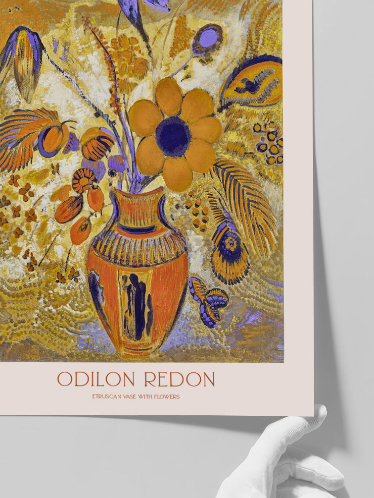 Odilon Redon Etruscan Vase with Flowers - Art Print  Poster