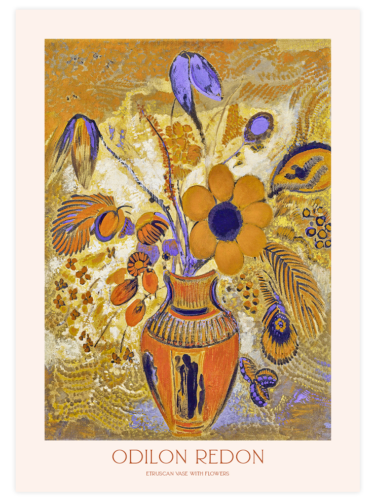 Odilon Redon Etruscan Vase with Flowers - Art Print