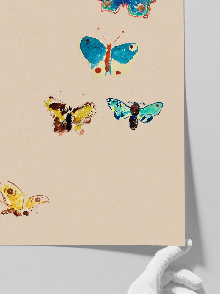 Odilon Redon Five Butterflies - Art Print  Poster