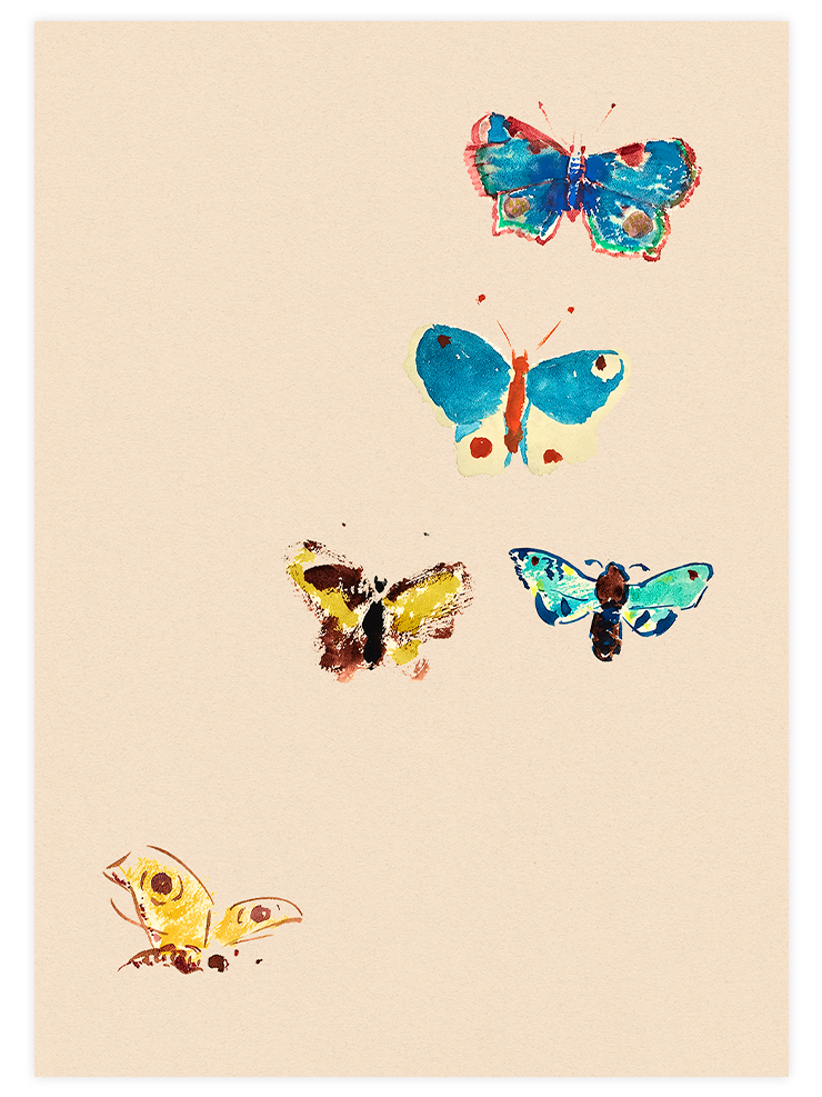 Odilon Redon Five Butterflies - Art Print Ürün ana görseli