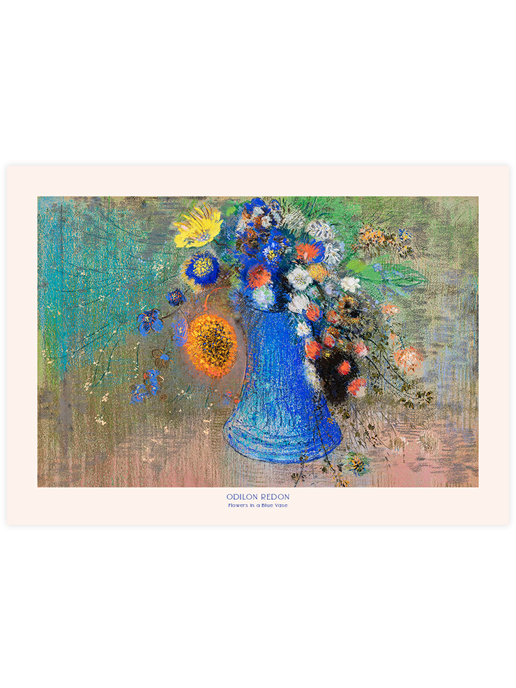 Odilon Redon Flowers in a Blue Vase - Art Print