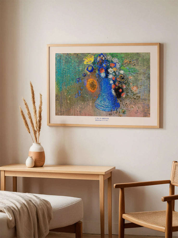 Odilon Redon Flowers in a Blue Vase - Art Print Ürün ikincil görseli