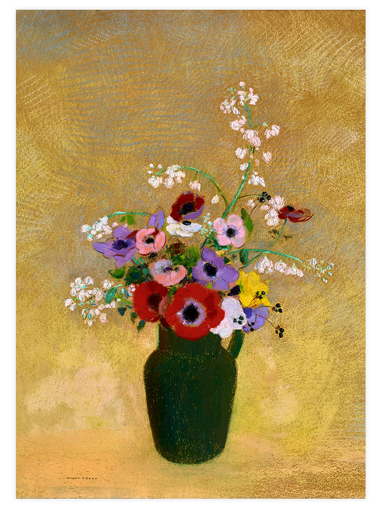 Odilon Redon Karışık Çiçeklerle Büyük Yeşil Vazo - Art Print Ürün ana görseli