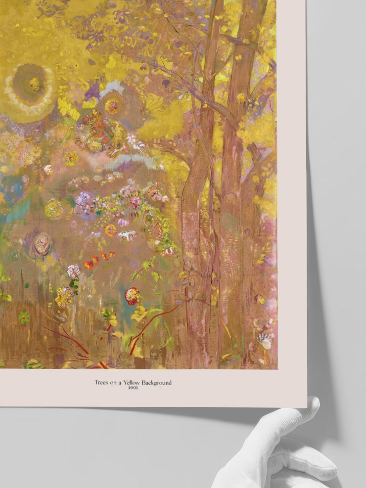 Odilon Redon Trees on a Yellow Background - Art Print