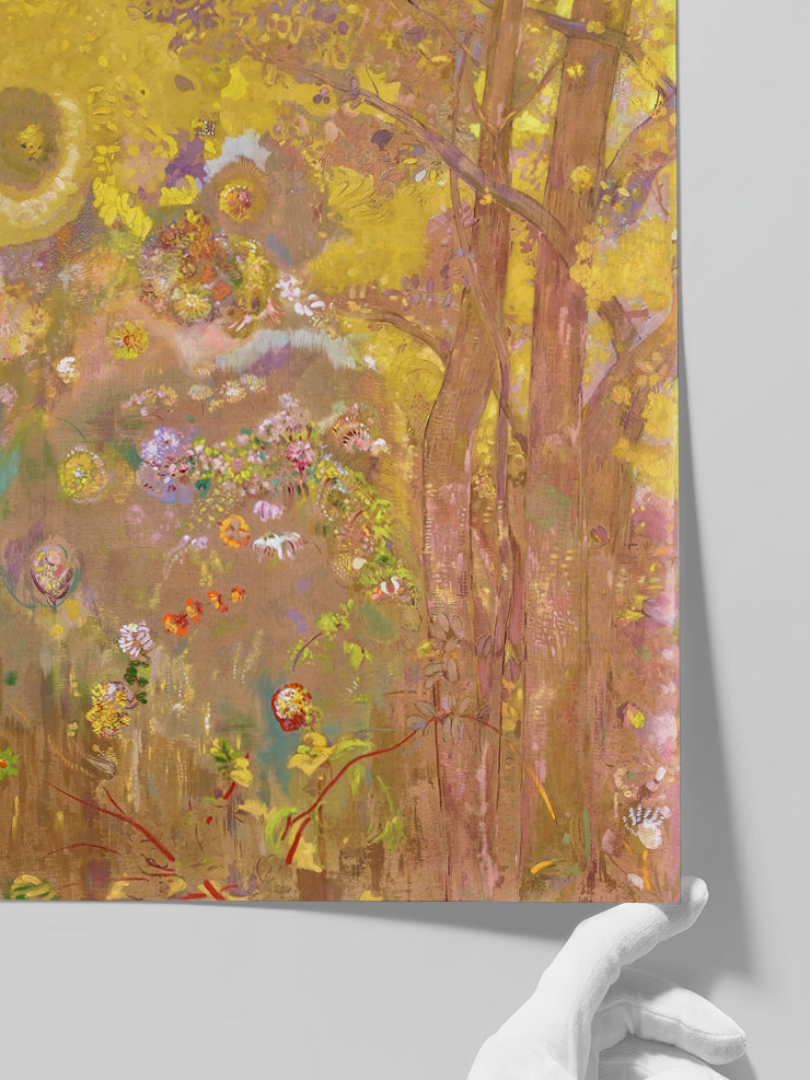 Odilon Redon Sarı Arka Planda Ağaçlar - Art Print