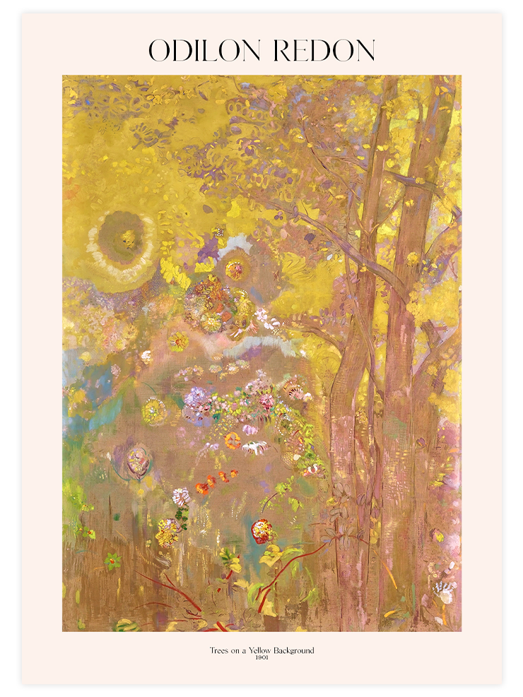 Odilon Redon Trees on a Yellow Background - Art Print