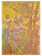 Odilon Redon Sarı Arka Planda Ağaçlar - Art Print