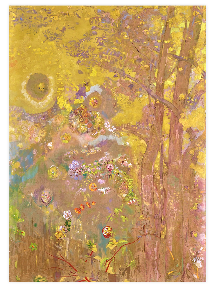 Odilon Redon Sarı Arka Planda Ağaçlar - Art Print