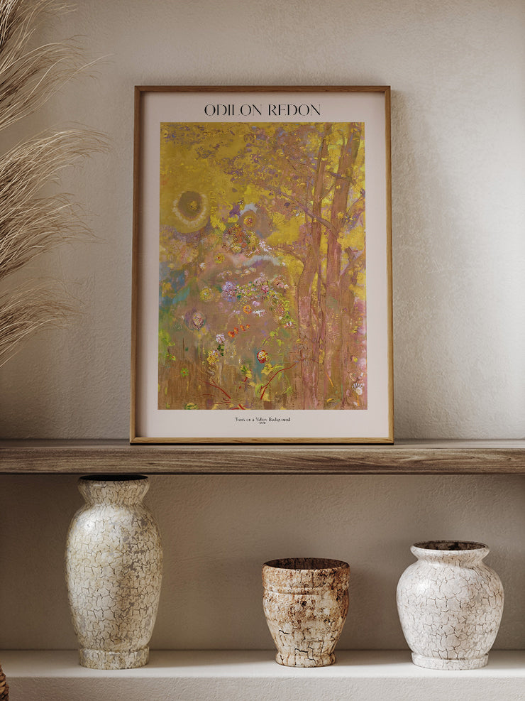 Odilon Redon Trees on a Yellow Background - Art Print