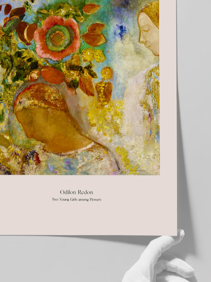Odilon Redon Flower Two Young Girls among Flowers - Art Print  Poster