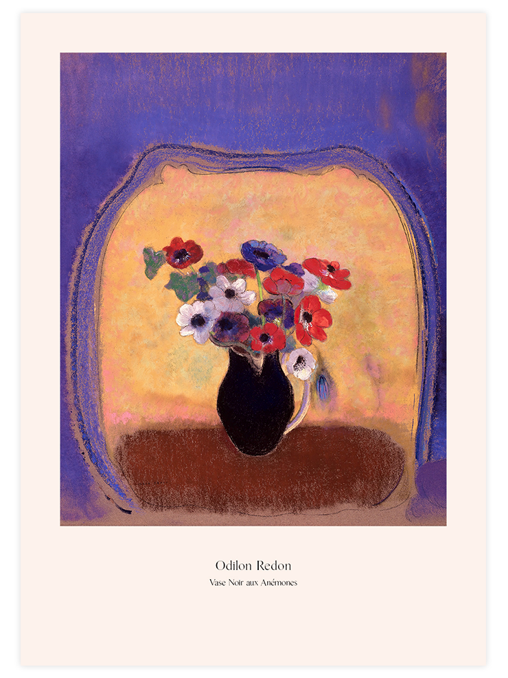 Odilon Redon Vase Noir aux Anémones - Art Print Ürün ana görseli