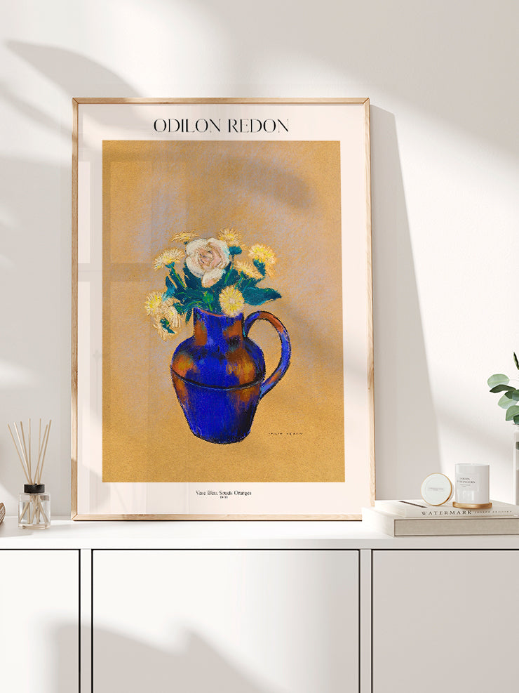 Odilon Redon Vase Bleu, Soucis Orange - Art Print
