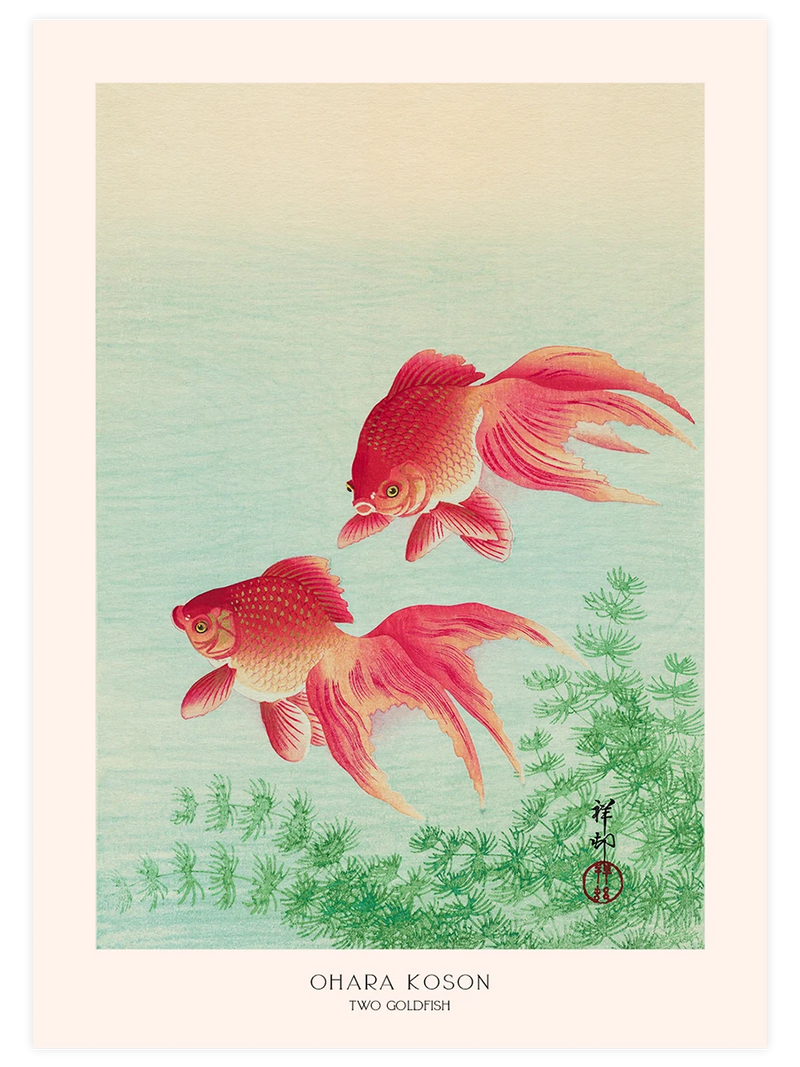 Ohara Koson, Two Goldfish - Art Print Ünlü Ressamlar Poster
