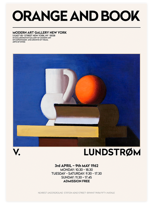 Vilhelm Lundstrom Orange And Book Afiş - Fine Art Poster