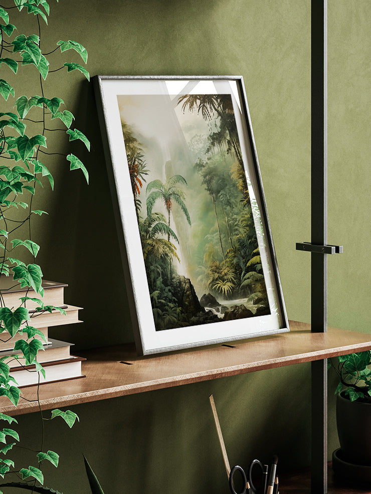 Şelaleli Tropikal Orman - Art Print  Poster