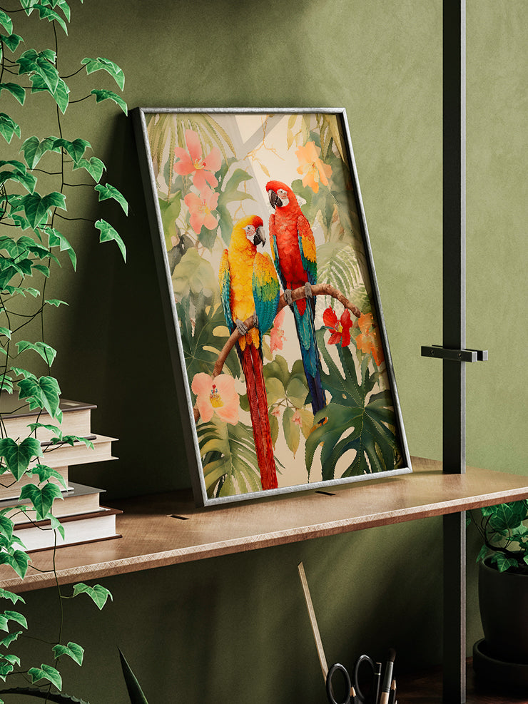 Vintage Papağan - Art Print
