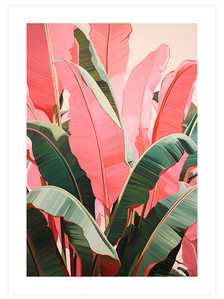 Pembe Yeşil Muz Ağacı - Art Print Sanatsal Poster