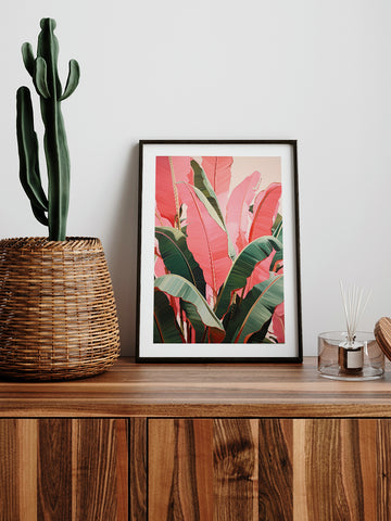 Pembe Yeşil Muz Ağacı - Art Print